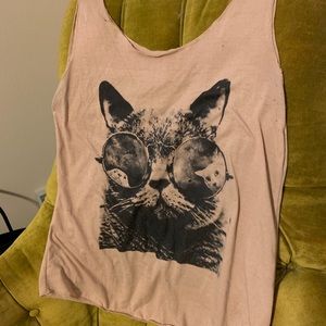 Unique tan cat tank top size M